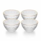 Kit 4 Bowls de Cristal Decorado Fio De Ouro 400ml Jogo Tigela Sobremesa Frutas Mesa Posta