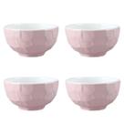 Kit 4 Bowls Porcelana Rosa Para Cozinha 250 Ml