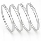 kit 4 Bracelete Grosso 6 mm Prata Original