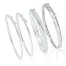 kit 4 Bracelete Pulseira Largo Prata Rígido