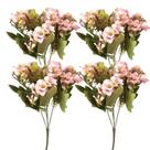 Kit 4 Buquê De Hortênsias Flor Permanente Artificial 28cm Cor:Rosa-Claro