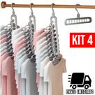 Kit 4 Cabide Magico Organizador Dobrável 9 Divisórias Multiuso 360º