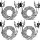 Kit 4 Cabo RCA 1 Metro Dupla Blindagem Injetado 4mm Preto