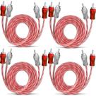 Kit 4 Cabos RCA 1 Metro TechOne Blindado Injetado Vermelho