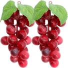 Kit 4 Cachos De Uva Vermelha Fruta Artificial Silicone 12cm