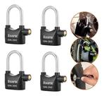 Kit 4 Cadeado Alarme Sonoro Furto Reforçado Trava Segurança