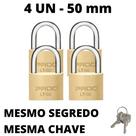 Kit 4 Cadeado Pado 50mm Mesmo Segredos Iguais Mesma Chave
