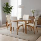 Kit 4 Cadeira Aura Estofada Estrutura Em Madeira Maciça material sintético Branco Conforto Para Sala De Jantar Mobília Decor