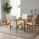 Kit 4 Cadeira Aura Estofada Estrutura Em Madeira Maciça material sintético Branco Conforto Para Sala De Jantar Mobília Decor