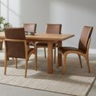 Kit 4 Cadeira Aura Estofada Estrutura Em Madeira Maciça material sintético Marrom Conforto Para Sala De Jantar Mobília Decor