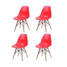 Kit 4 Cadeira Charles Eames Assento Vermelho