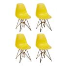 kit 4 Cadeira Charles Eames Ferro Cobre Assento Amarelo