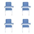 Kit 4 Cadeira Coleta de Sangue Standard Com Braço Frontal Azul Céu