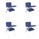 Kit 4 Cadeira Coleta de Sangue Standard Com Braço Frontal Azul Marinho