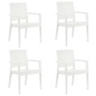 Kit 4 Cadeira Com Braço Milano Rattan Branca + Mesa Capri Kit 4 Cadeira Com Braço Milano Rattan Branca + Mesa Capri