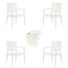 Kit 4 Cadeira Com Braço Milano Rattan Mesa Capri Garden Life