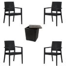 Kit 4 Cadeira Com Braço Milano Rattan Mesa Capri Garden Life