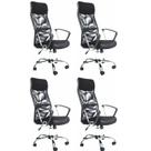 Kit 4 Cadeira de Escritorio Presidente Tela Mesh Comfort