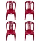 Kit 4 Cadeira de Plástico Léo Coqueirinho Gress Sem Braço Bistrô Para Jardim, Eventos, Buffet Capacidade Até 120KG