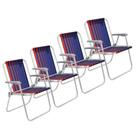 Kit 4 Cadeira de Praia Camping Alumínio Samoa Azul Marinho Tramontina