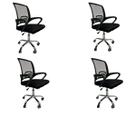 Kit 4 Cadeira Escritório Secretária Giratória Ergonômica Modelo Ascend Base Cromada com Rodinha e regulagem de altura Com Laudo NR17