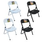 Kit 4 Cadeira Infantil Dobrável Em Aço Resistente Até 40 Kg Ideal P/ Crianças Cores Estampas Divertidas Não Risca Chão Kit 4 Cadeira Infantil Dobrável Em Aço Resistente Até 40 Kg Ideal P/ Crianças Cores Estampas Divertidas Não Risca Chão