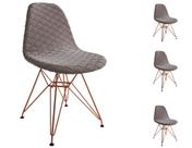 Kit 4 Cadeira Jantar Estofada Nude Eames Base Ferro Cobre
