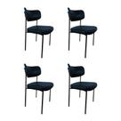 Kit 4 Cadeira Mila Estofada Sala Mesa de Jantar Gourmet Linho Azul
