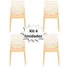 Kit 4 Cadeira Para Mesa de Jantar Gruvyer Polipropileno Vazado Coral Premium Eco Colorida Casa Cozinha Decoração New Plastic