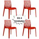 Kit 4 Cadeira Para Mesa de Jantar Gruvyer Polipropileno Vazado Coral Premium Eco Colorida Casa Cozinha Decoração New Plastic