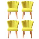Kit 4 Cadeira Poltrona Sala de Jantar Penteadeira Reforçada Decorativa Pétala Suede