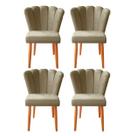 Kit 4 Cadeira Poltrona Sala de Jantar Penteadeira Reforçada Decorativa Pétala Suede