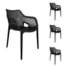 Kit 4 Cadeira Poltrona Suits Preta Sala Jantar Restaurante