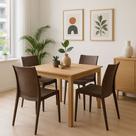 Kit 4 Cadeira Rattan Marrom Sala Jantar Restaurante