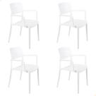 Kit 4 Cadeira Tramontina Amélia Em Polipropileno Cor Branco Com Braços 92099010