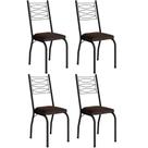 Kit 4 Cadeiras Aço Carbono Tubular Metálica Acabamento D-25 Luana Preto-imbuia