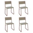 Kit 4 Cadeiras Angra Estofadas para Mesa Sala de Jantar Cozinha Conforto - Cobre/bege