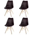 Kit 4 Cadeiras ANM6067F Eames Saarinen Joly Anima Office Polipropileno Preto Base Ferro Dourada