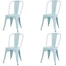 Kit 4 Cadeiras ANM6671F Tolix Iron Titan Anima Office Ferro Pintura Epóxi Azul Claro Fosco