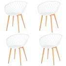 Kit 4 Cadeiras ANM8197F Loa Clarice Anima Office Polipropileno Branco Base Metal Pintura Madeira
