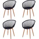 Kit 4 Cadeiras ANM8197F Loa Clarice Anima Office Polipropileno Preto Base Metal Pintura Madeira