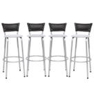 Kit 4 Cadeiras Banqueta Bancos Alto Estrutura Prata Balcão Bar Área Gourmet Ilha Bancada Encosto Junco Preto Itagold