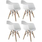 Kit 4 Cadeiras Base em Madeira Eames Arm DSW