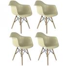 Kit 4 Cadeiras Base em Madeira Eames Arm DSW