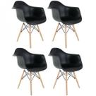 Kit 4 Cadeiras Base em Madeira Eames Arm DSW