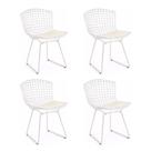 Kit 4 Cadeiras Bertoia Branca com Assento Branco