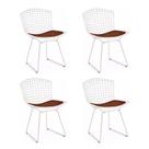 Kit 4 Cadeiras Bertoia Branca com Assento Marrom
