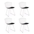 Kit 4 Cadeiras Bertoia Branca com Assento Preto