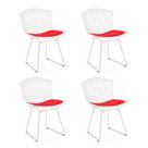 Kit 4 Cadeiras Bertoia Branca com Assento Vermelho