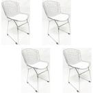Kit 4 Cadeiras BERTOIA cromada assento branco - Poltronas do Sul
